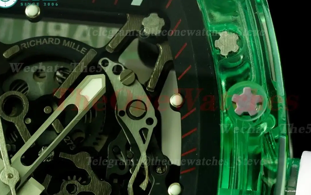 Clone White on RMSF Green RM35-01 strap RMUL2 Skeleton Dial Transparent Rubber 0324